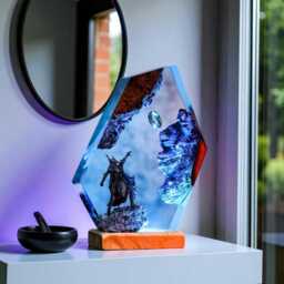 Sci-Fi Decor, Epoxy Night Light, Wooden Resin Ornament, Fantasy Desk Lamp, Romantic Gift, Anniversary Present - thumbnail 1