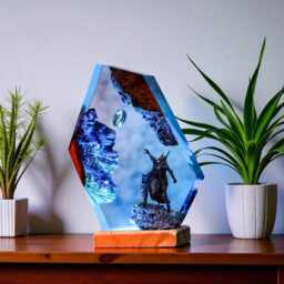 Sci-Fi Decor, Epoxy Night Light, Wooden Resin Ornament, Fantasy Desk Lamp, Romantic Gift, Anniversary Present - thumbnail 2