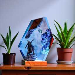 Sci-Fi Decor, Epoxy Night Light, Wooden Resin Ornament, Fantasy Desk Lamp, Romantic Gift, Anniversary Present - thumbnail 3