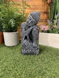 Stone Garden Sleeping Welsh Buddha Statue Hand Cast Ornament Highlighted - thumbnail 1