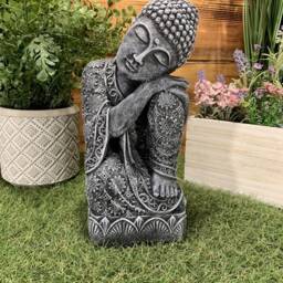 Stone Garden Sleeping Welsh Buddha Statue Hand Cast Ornament Highlighted - thumbnail 2