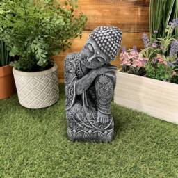 Stone Garden Sleeping Welsh Buddha Statue Hand Cast Ornament Highlighted - thumbnail 3