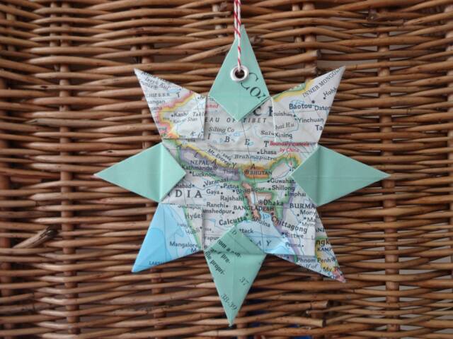 Nepal, Bangladesh, Origami Map Ornament, Home Decor, Wall Art, Road Map, Vacation, Christmas, Holiday, Wedding, Graduation, Moving, Gift - image 1