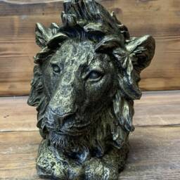 stone Garden Detailed Lion Head Bronzed Gold Gift Ornament - thumbnail 4
