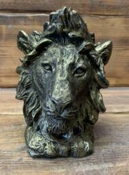 stone Garden Detailed Lion Head Bronzed Gold Gift Ornament
