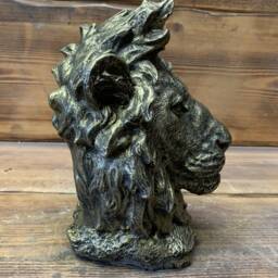 stone Garden Detailed Lion Head Bronzed Gold Gift Ornament - thumbnail 2