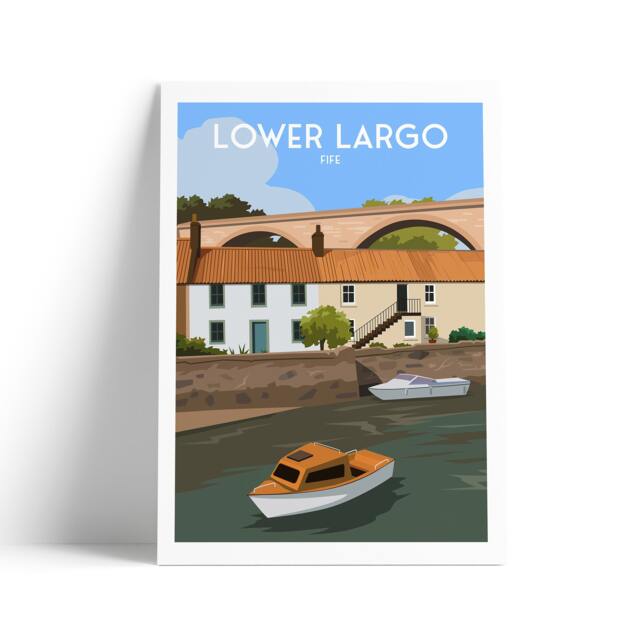 Lower Largo Viaduct & Harbour Travel Poster - Fife Coastal Art Scotland - image 1