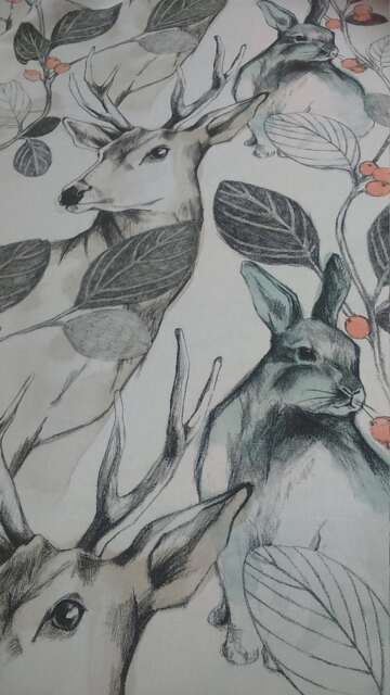 Curtain Panel White Beige Grey Orange Deer Rabbit Forest Modern Decor Cafe Curtain Kitchen Valance , Runner Napkins Available, Great Gift - image 1