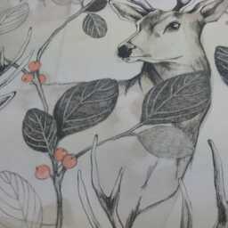 Curtain Panel White Beige Grey Orange Deer Rabbit Forest Modern Decor Cafe Curtain Kitchen Valance , Runner Napkins Available, Great Gift - thumbnail 2