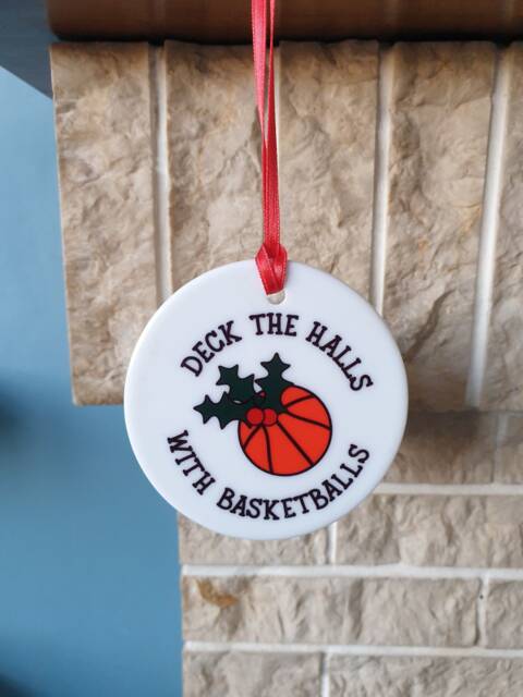 Basketball Ceramic Christmas Tree Decoration - Deck The Halls With Basketballs - image 1