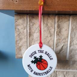Basketball Ceramic Christmas Tree Decoration - Deck The Halls With Basketballs - thumbnail 2