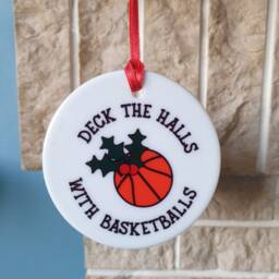 Basketball Ceramic Christmas Tree Decoration - Deck The Halls With Basketballs - thumbnail 3