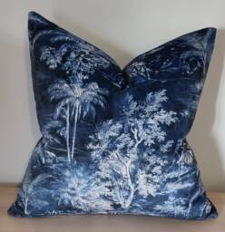 Linwood Omega Prints Heat Of The Night Indigo & Velvet Cushion Cover 40x40 cm - thumbnail 1