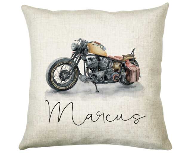 Personalised Motorbike Cushion Gift Printed Name Design - Throw Pillow For Motorcyclist Cs312 - image 1