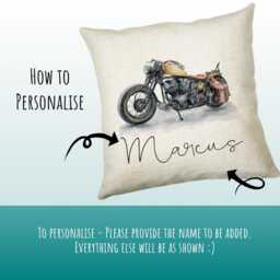 Personalised Motorbike Cushion Gift Printed Name Design - Throw Pillow For Motorcyclist Cs312 - thumbnail 3