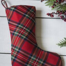 Red Farmhouse Plaid Christmas Stockings - thumbnail 2