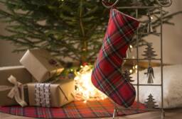 Red Farmhouse Plaid Christmas Stockings - thumbnail 1