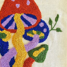 Punch Needle Tufted Mushroom Pillow Case, Y2K Fungi Cushion - thumbnail 3