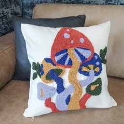 Punch Needle Tufted Mushroom Pillow Case, Y2K Fungi Cushion - thumbnail 4