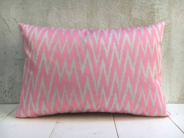 Silk Ikat Pillow Cover - 16x24 - Handwoven Decorative Cushion - image 1