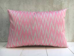 Silk Ikat Pillow Cover - 16x24 - Handwoven Decorative Cushion - thumbnail 1