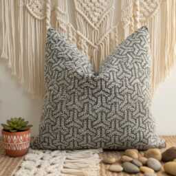 Geometric Linen Pillow Cover Black & White Boho Decor - All Duties Paid Usa - thumbnail 4
