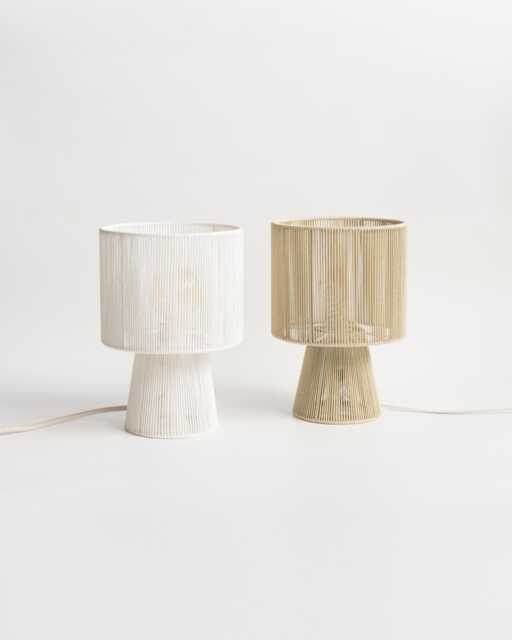 Alva Handwoven Bedside Lamp Scandinavian Style Mininalist Table Light Handcrafted With Recycled Cotton Rope - image 1