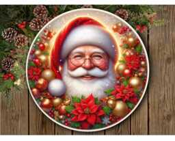 Santa Face Christmas Sign, Father Christmas Face , Santa Wreath Santa Smiling - thumbnail 1