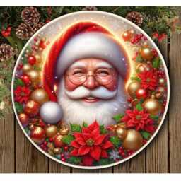 Santa Face Christmas Sign, Father Christmas Face , Santa Wreath Santa Smiling - thumbnail 2