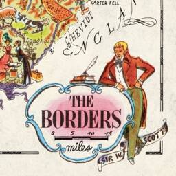 Pictorial Map Of The Borders in Scotland - Haddington Peebles Dumfries Greenlaw Jedburgh Selkirk Moffat Lokerbee Eyemouth - thumbnail 2