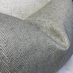 Herringbone Cushion Cover - Warm Grey & Silver Shimmer Handmade in UK Designer Fabric Double-Sided Rectangle Pillow For Sofa Or Bed - thumbnail 3