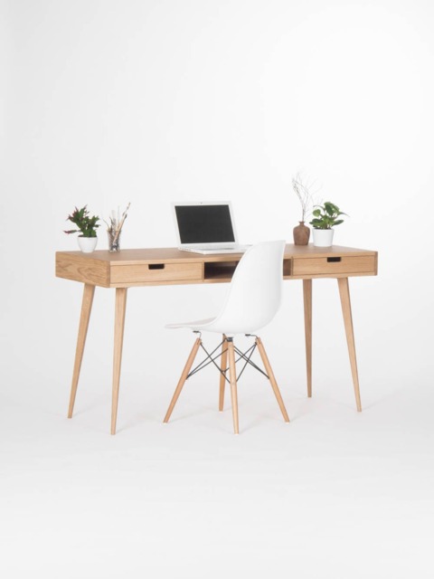 Heim - Mid-Century Computer Desk With Drawers & Storage, Made Of Oak Wood - image 1