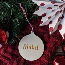 Personalised Wooden Christmas Bauble - Custom Engraving Simply Send Us The Name You Wish To Add On - thumbnail 2