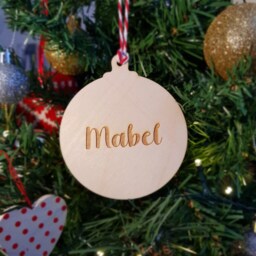 Personalised Wooden Christmas Bauble - Custom Engraving Simply Send Us The Name You Wish To Add On - thumbnail 3