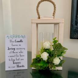 Memorial Lantern Redwood Candle, Loving Memory Sign - thumbnail 2