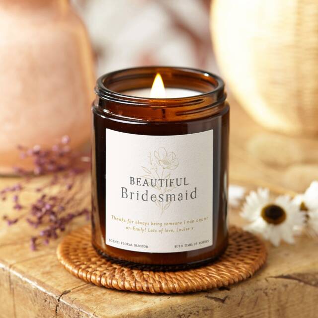 Personalised Bridesmaid Candle Gift Scented Soy Wax Apothecary Jar - image 1