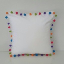 Multicoloured Pom Cushion~Cotton Pillow~Pom Trim Cushion For The Home~Home Accessories~Bedroom Decor~Throw Pillow - thumbnail 3