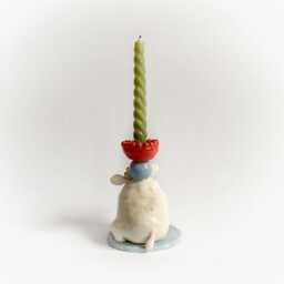Decorative Candlestick Holder, Table Decor, Wedding Gift, Nursery Room Art Lover Figural Candleholder, Ooak - thumbnail 4
