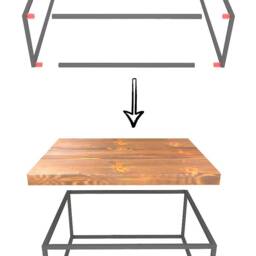 Rectangle Wood Coffee Table , Custom Rustic Solid With Metal Base Farmhouse Table - thumbnail 4
