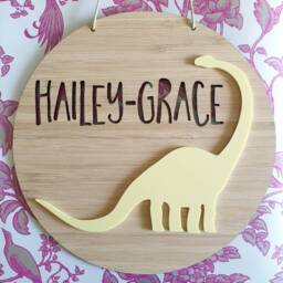 Dinosaur Personalised Wooden Wall-Door Hanging-Nursery Decor-Plaque-Kids Door Sign-Custom Name-Kids Gift-Baby Gift-Lasercut-Personalized - thumbnail 3