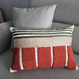 Punch Needle Linear Lumbar Throw Pillow Case, Tufting 16x24 Cushion - thumbnail 2