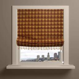 Burgundy Floral Medallion Relaxed Roman Shades, Cl1191 - thumbnail 1