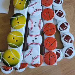 Wooden Rugby/Tennis/Basket Ball/Baseball Button Photo Frame 4 X 6 Inches