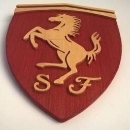 Handmade Wooden Ferrari Logo Wall Art Man Cave Garage Decor - thumbnail 2