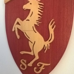 Handmade Wooden Ferrari Logo Wall Art Man Cave Garage Decor - thumbnail 3