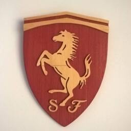 Handmade Wooden Ferrari Logo Wall Art Man Cave Garage Decor - thumbnail 1