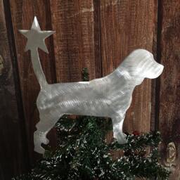 Beagle, Dog Tree Topper, Holiday Decoration, Wreath Christmas, Aluminum, Stars, Yard Stake, Lover Gift, Metal Art