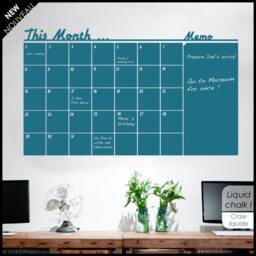 Chalkboard Monthly Wall Calendar Decal With Memo - thumbnail 2