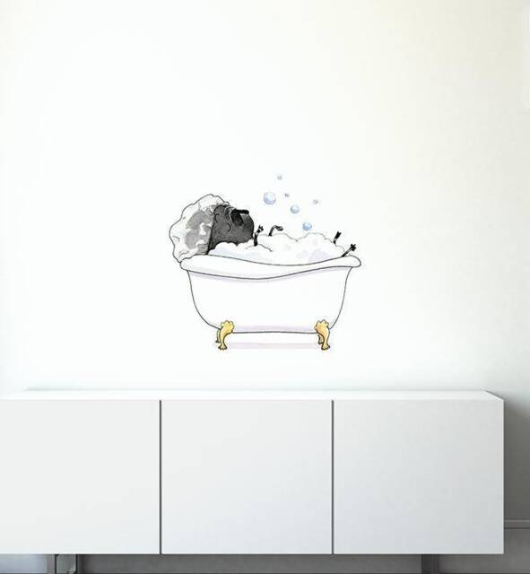 Pug in A Tub Wall Sticker Decal - Dogs & Pets Stickers, Art, Decals, Kids Boys, Girls, Animals Decals