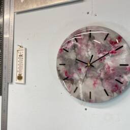 25cm Grey Blood Red Black & White Abstract Modern Resin Wall Clock, Unusual Decor, Unique Clocks - thumbnail 2